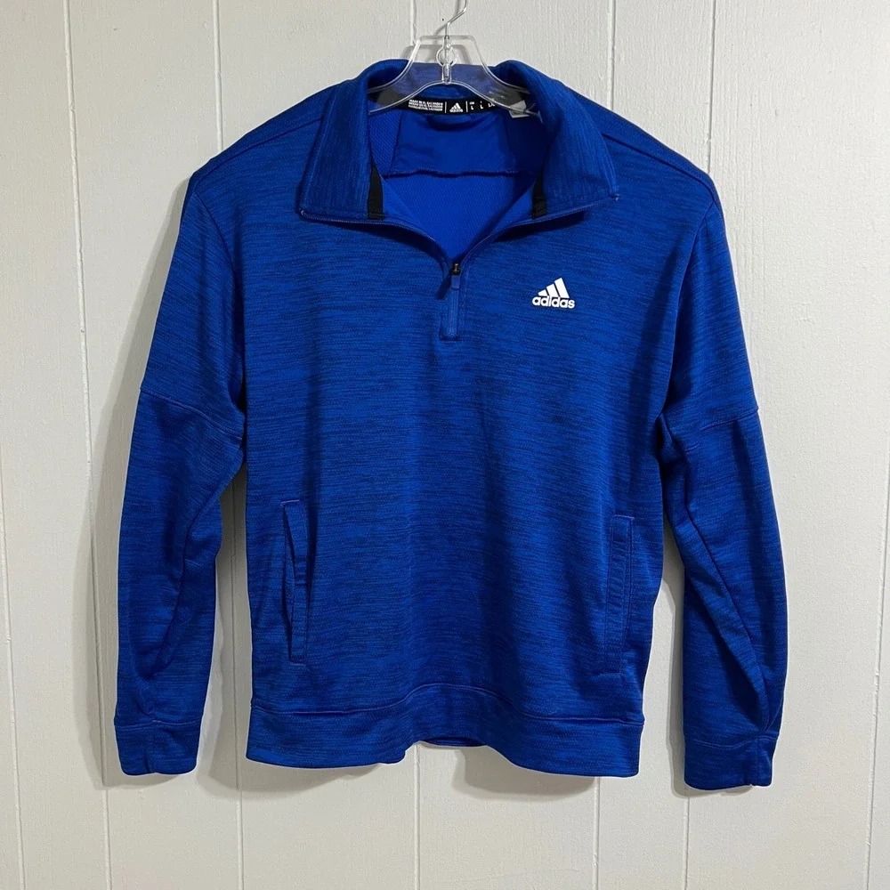 Adidas Climalite Blue 1/4 Zip Pullover Long Sleeve Athletic Shirt Men's L